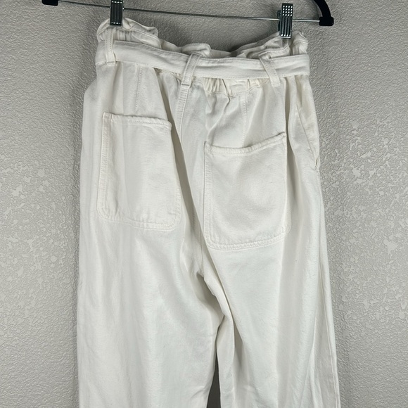 LOFT White Paper Bag Waist Front Tie Straight Leg Button Fly Jeans Size Small - Picture 6 of 10
